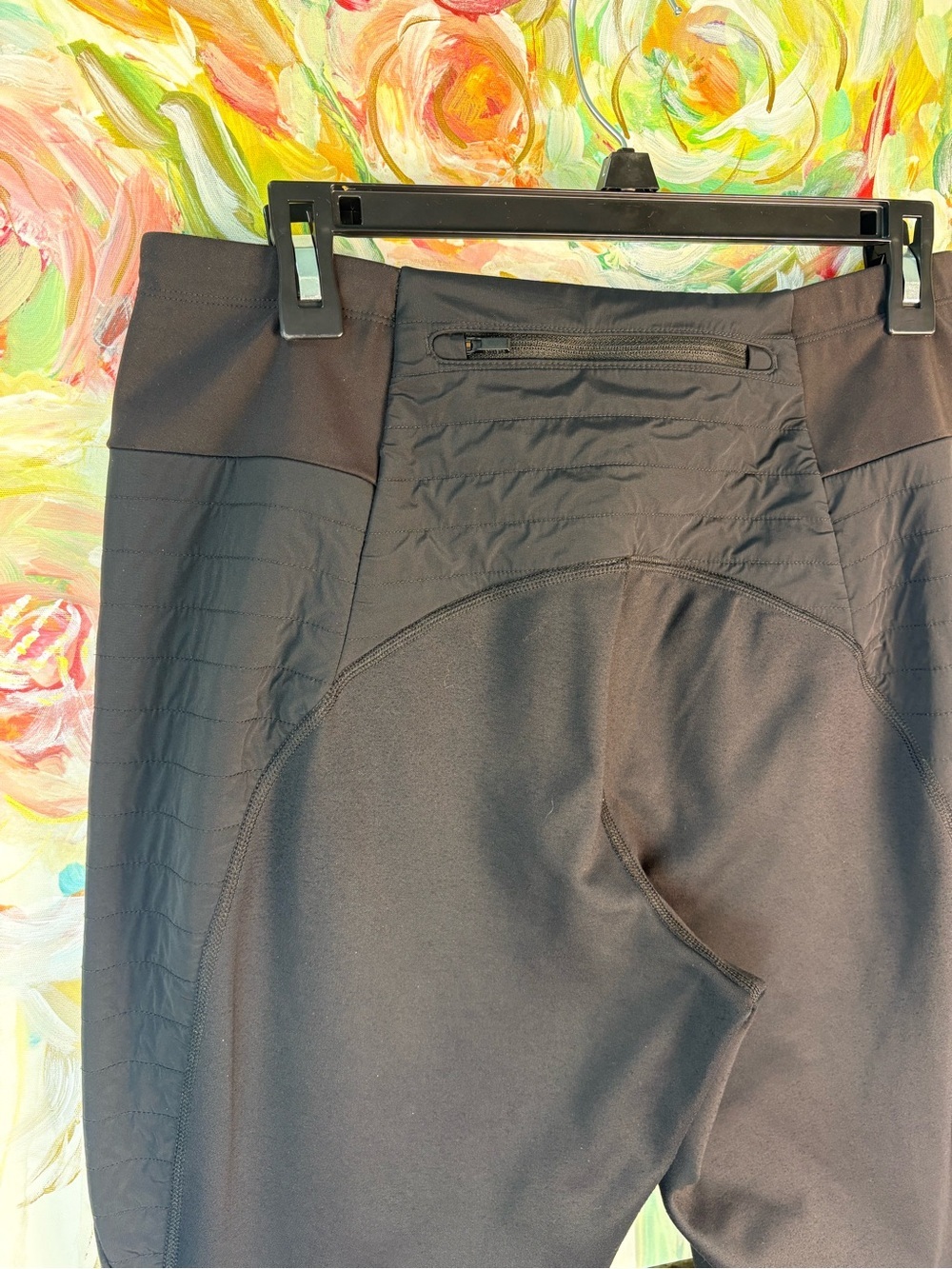 Athleta Peak Hybrid Fleece Pant Black Flare Leg Zip Pocket Size Large - Picture 5 of 10